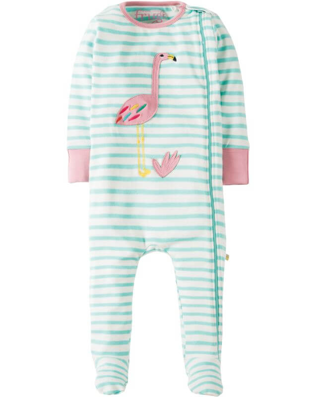 Einteiliger Schlafanzug mit Flamingo und Streifen