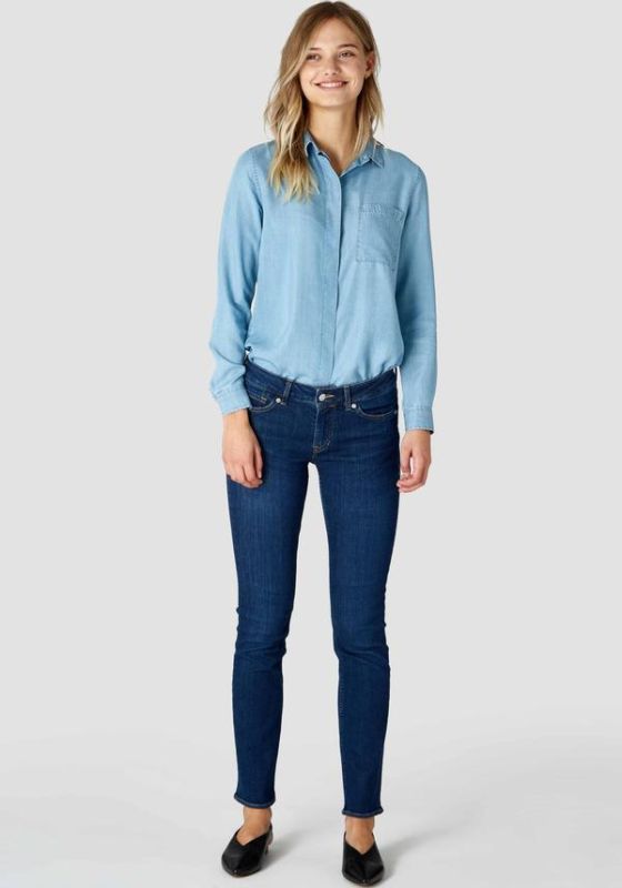 Emi - Mid Rise Slim Straight - Eco Myla Blue Worn