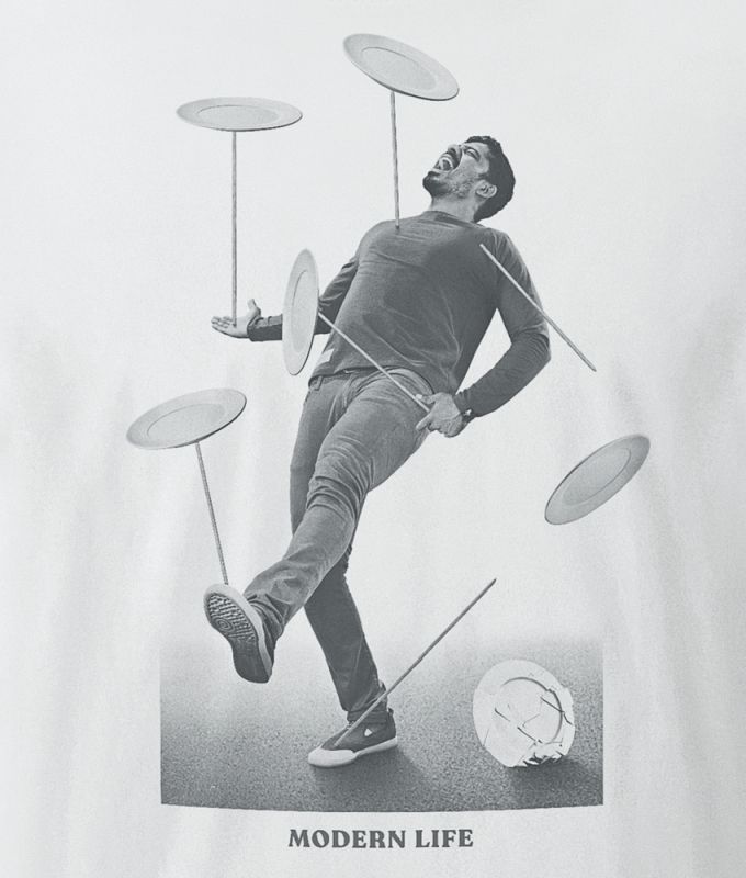 Herren-Shirt Spinning Plates Vintage White
