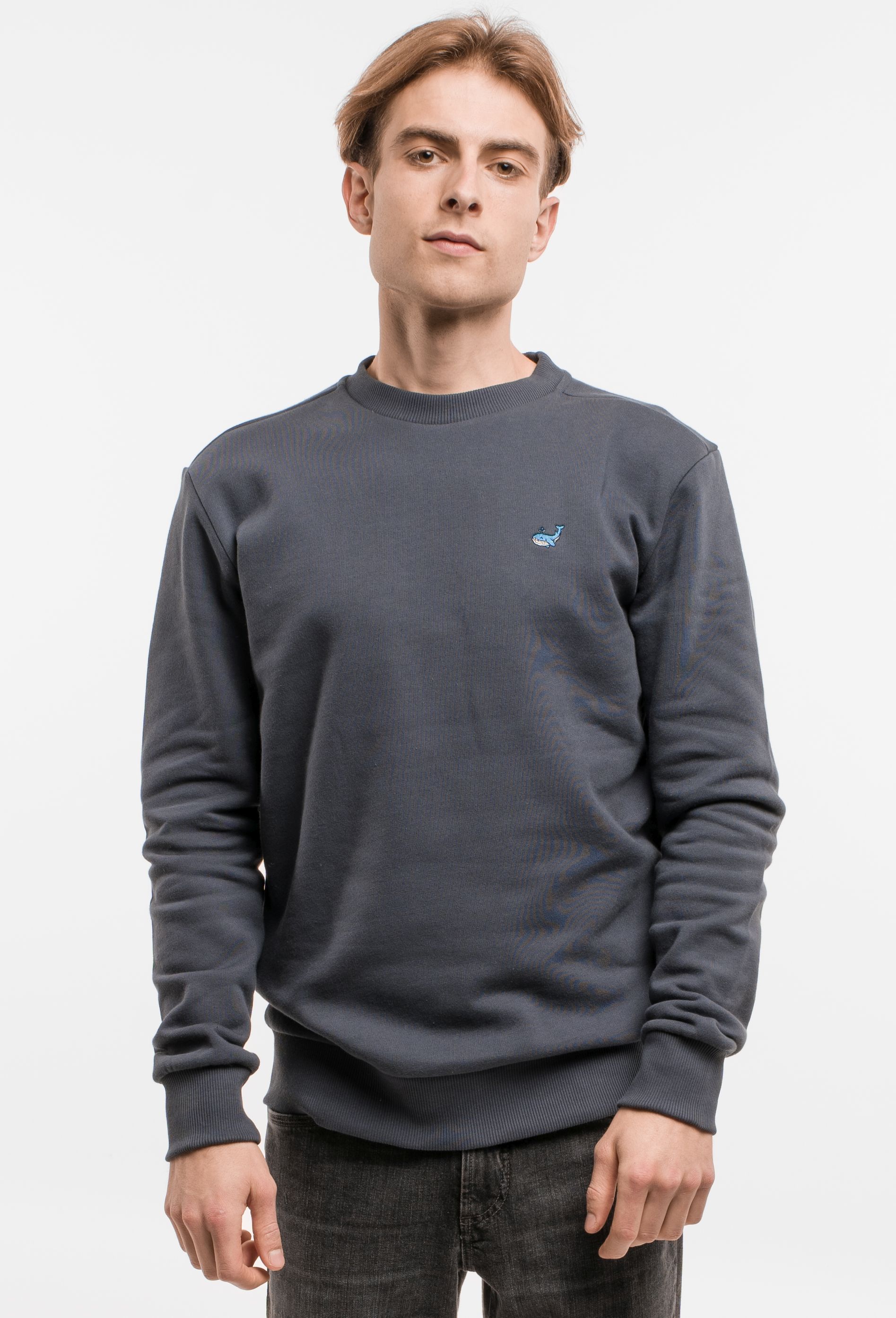 Sweater Ludwig mit Wal-Stickerei navy