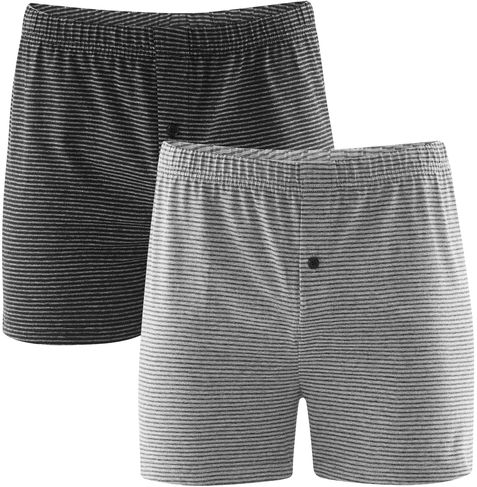 Grau gestreifte Boxer-Shorts im Doppelpack