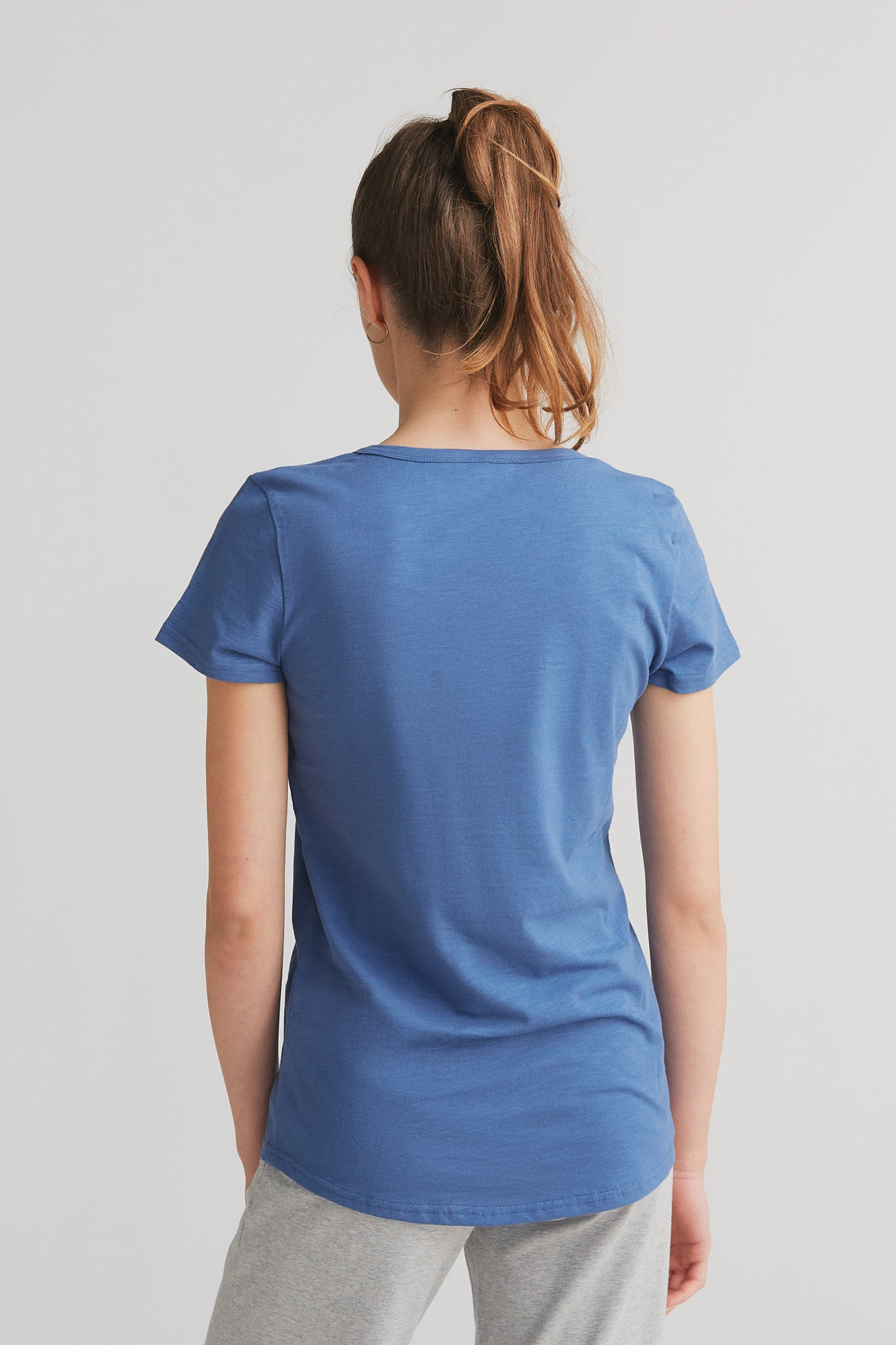 Basic Flammé V-Neck Shirt enzianblau