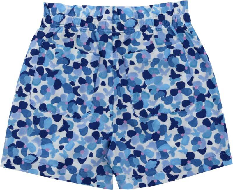 Hellblaue Mädchen-Shorts mit Pinselblumen-Druck