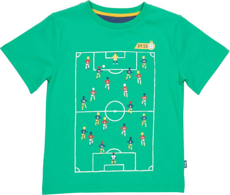 Grünes Jungs-Shirt mit Fußballfeld