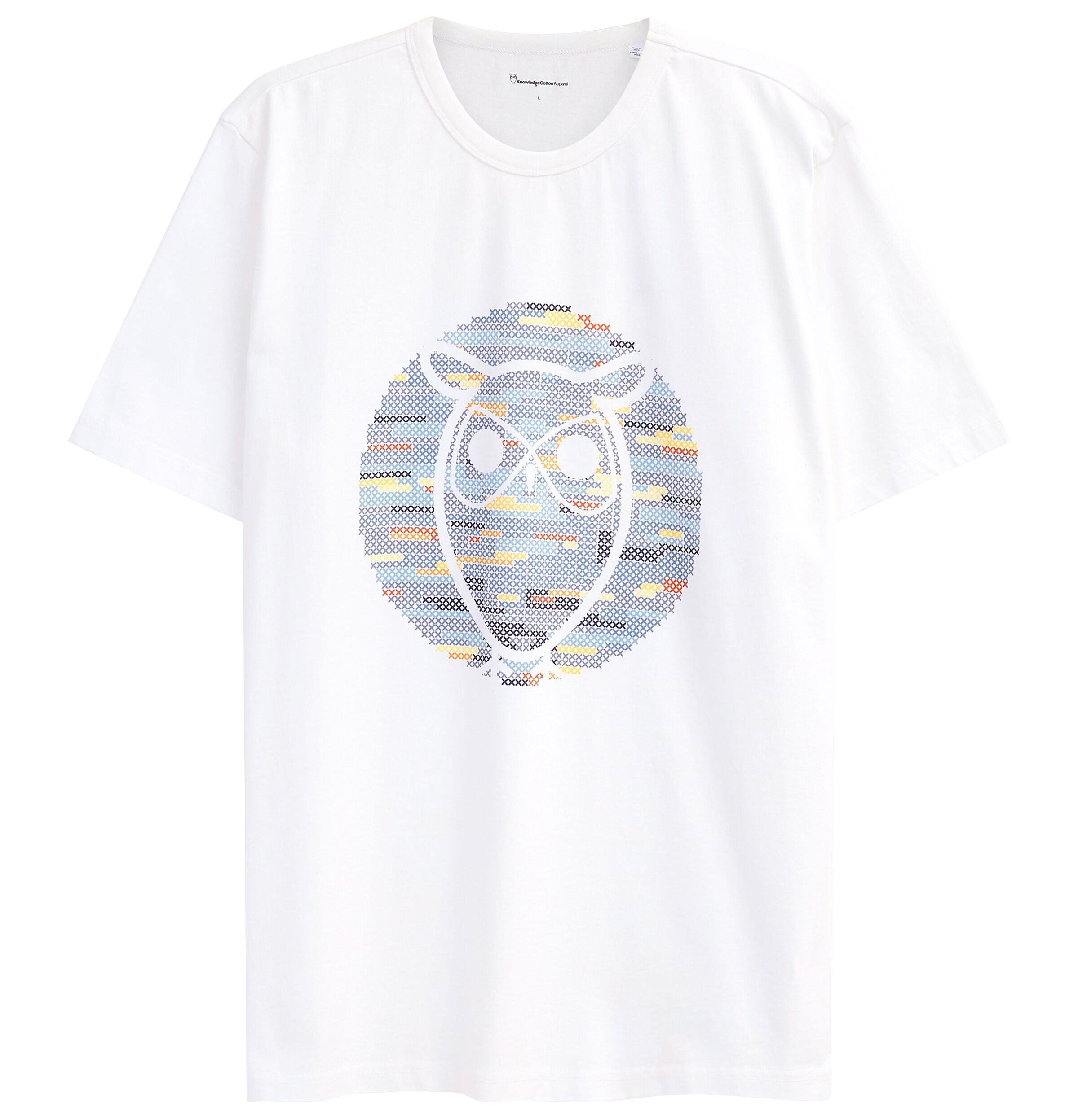 T-Shirt Owl Cross Stitch Print Bright White