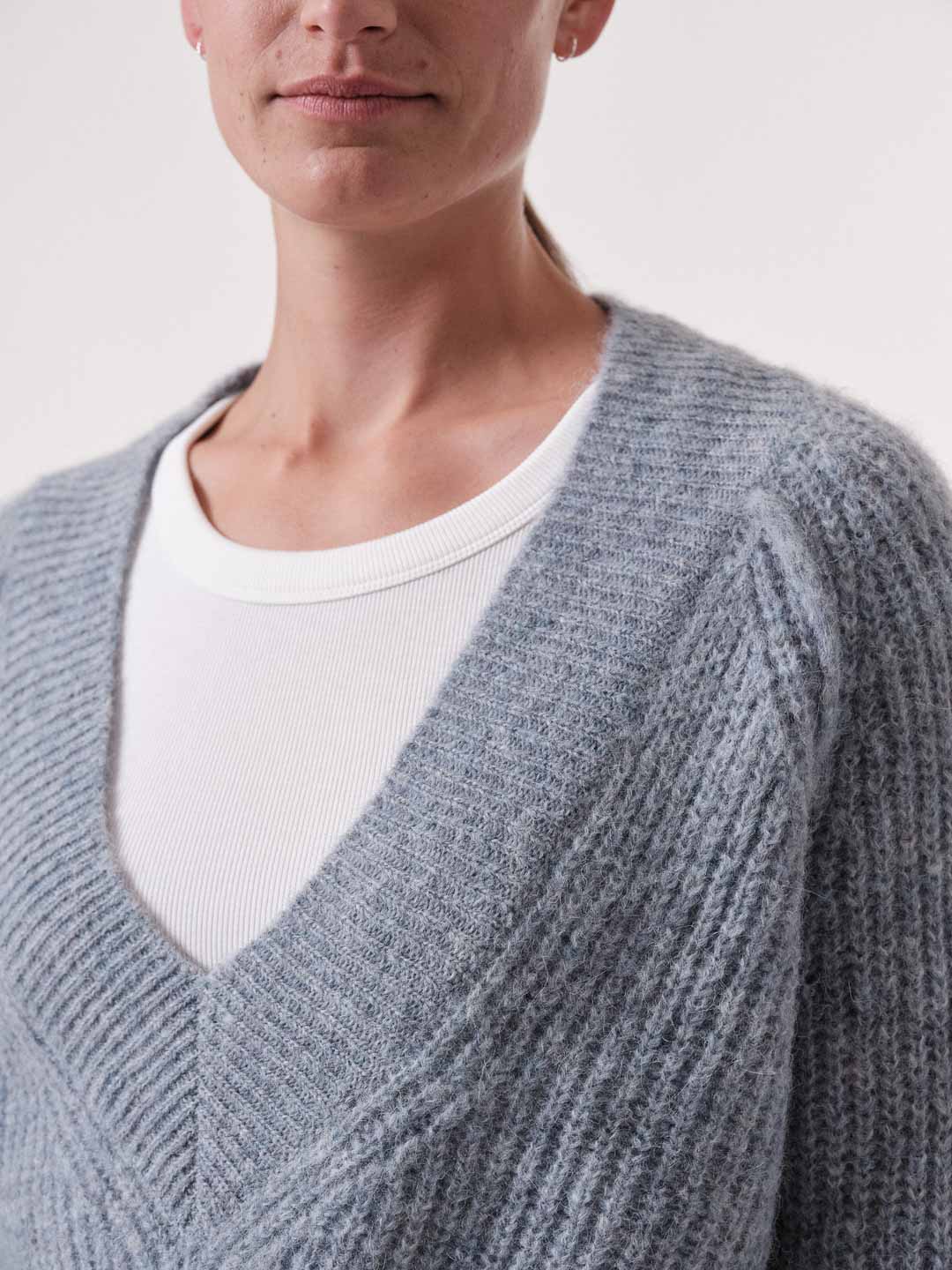 Pullover mit V-Ausschnitt denim blue melange