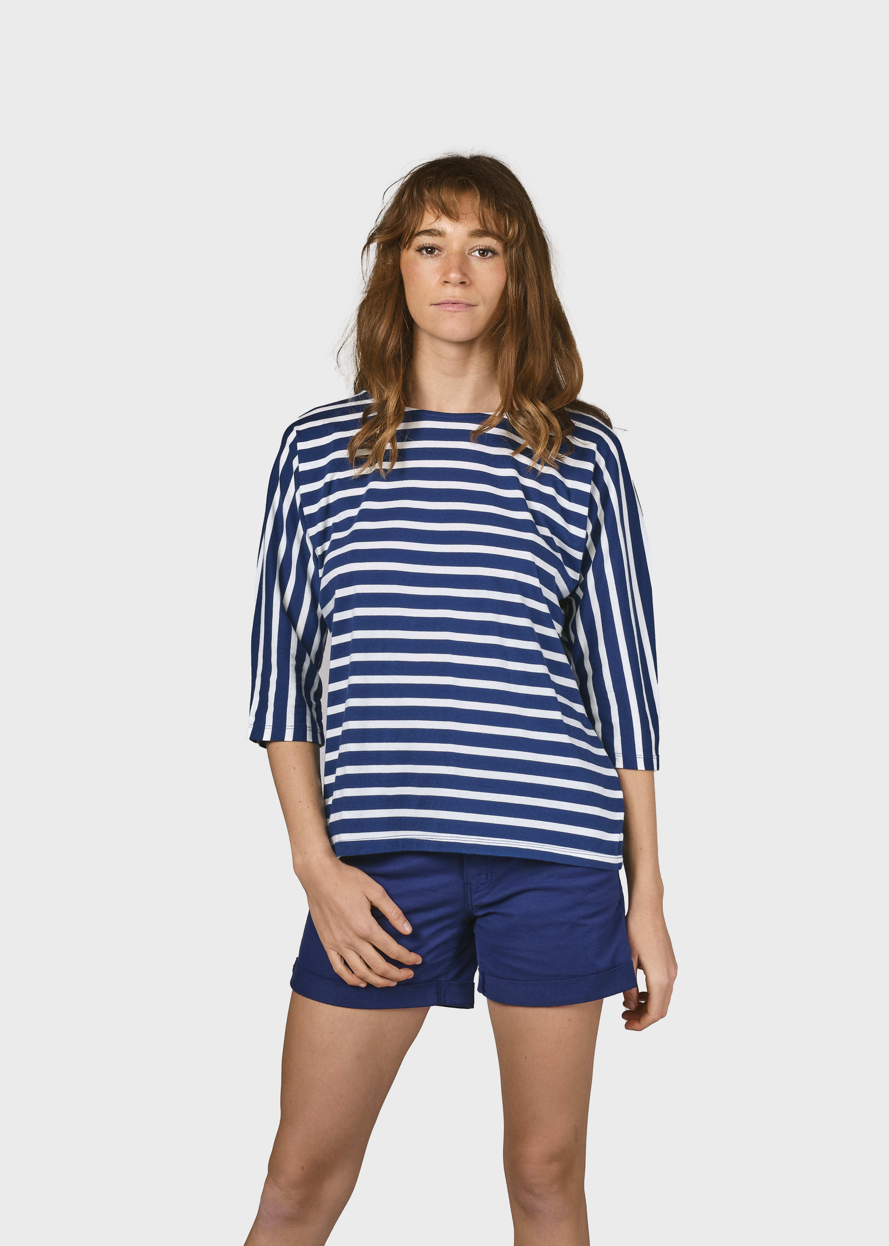 3/4-Arm-Shirt Emma striped tee Ocean/cream