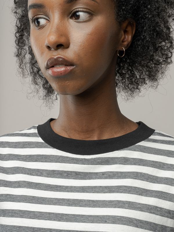 Gestreiftes Basic Damen-Shirt KHIRA thin stripes/black