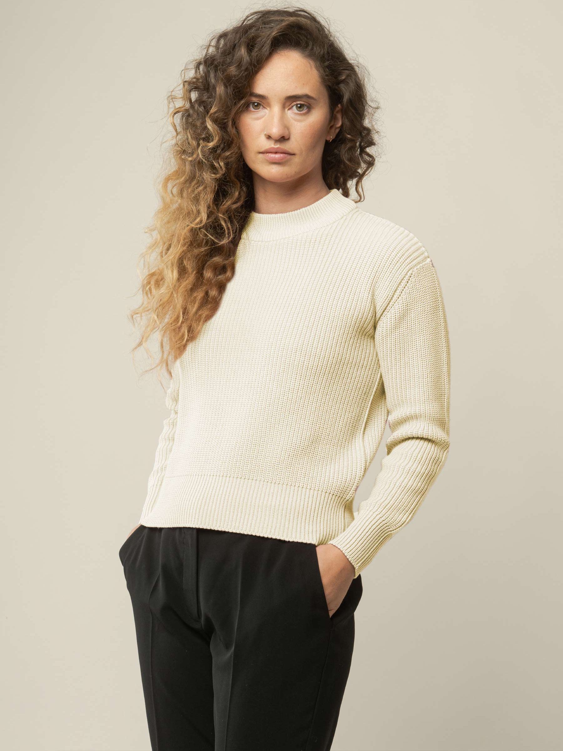 Rippstrick-Pullover MANIKA cream melange