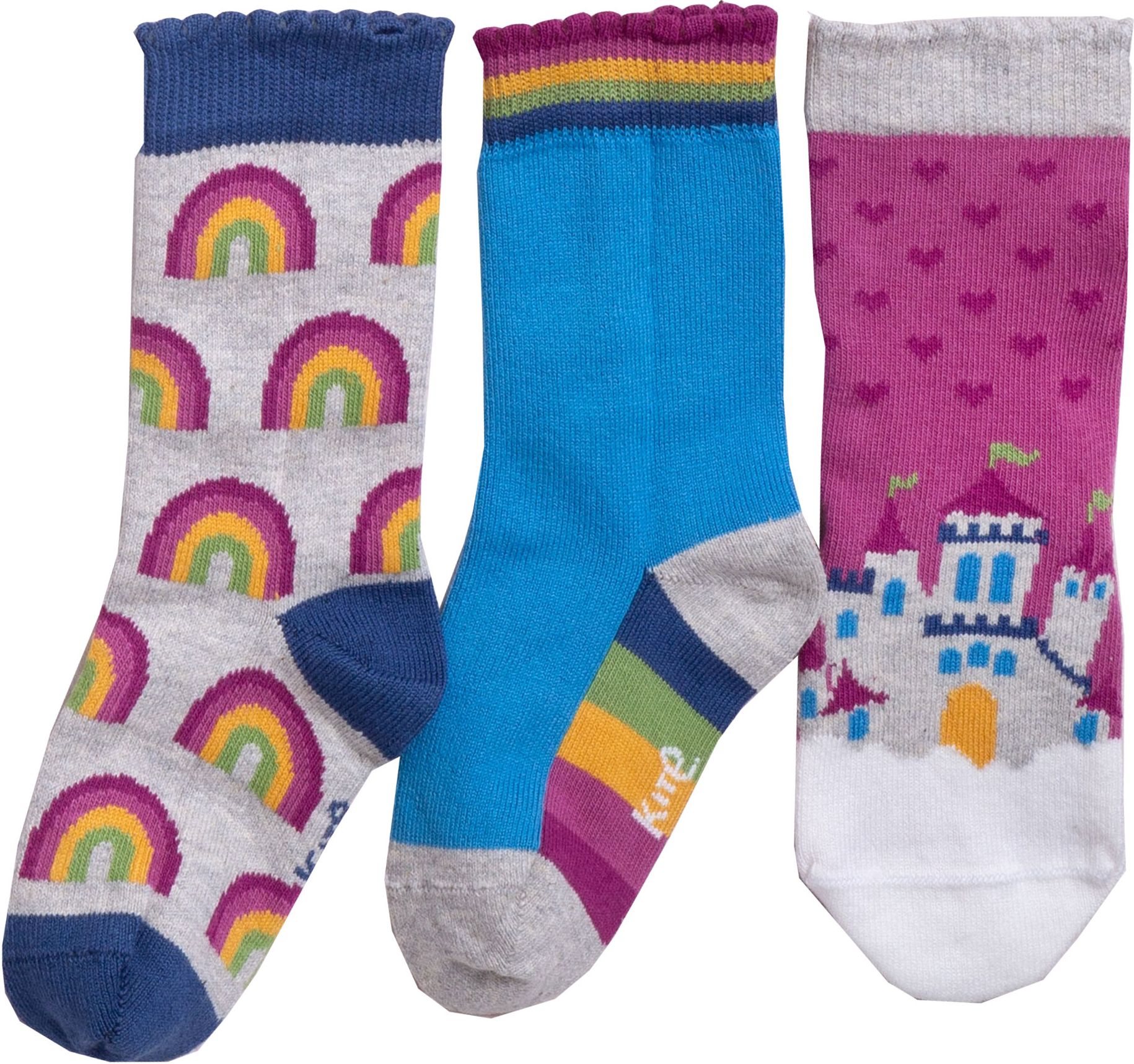 Gemusterte Kinder-Socken im 3er-Pack mit Wolkenschloss