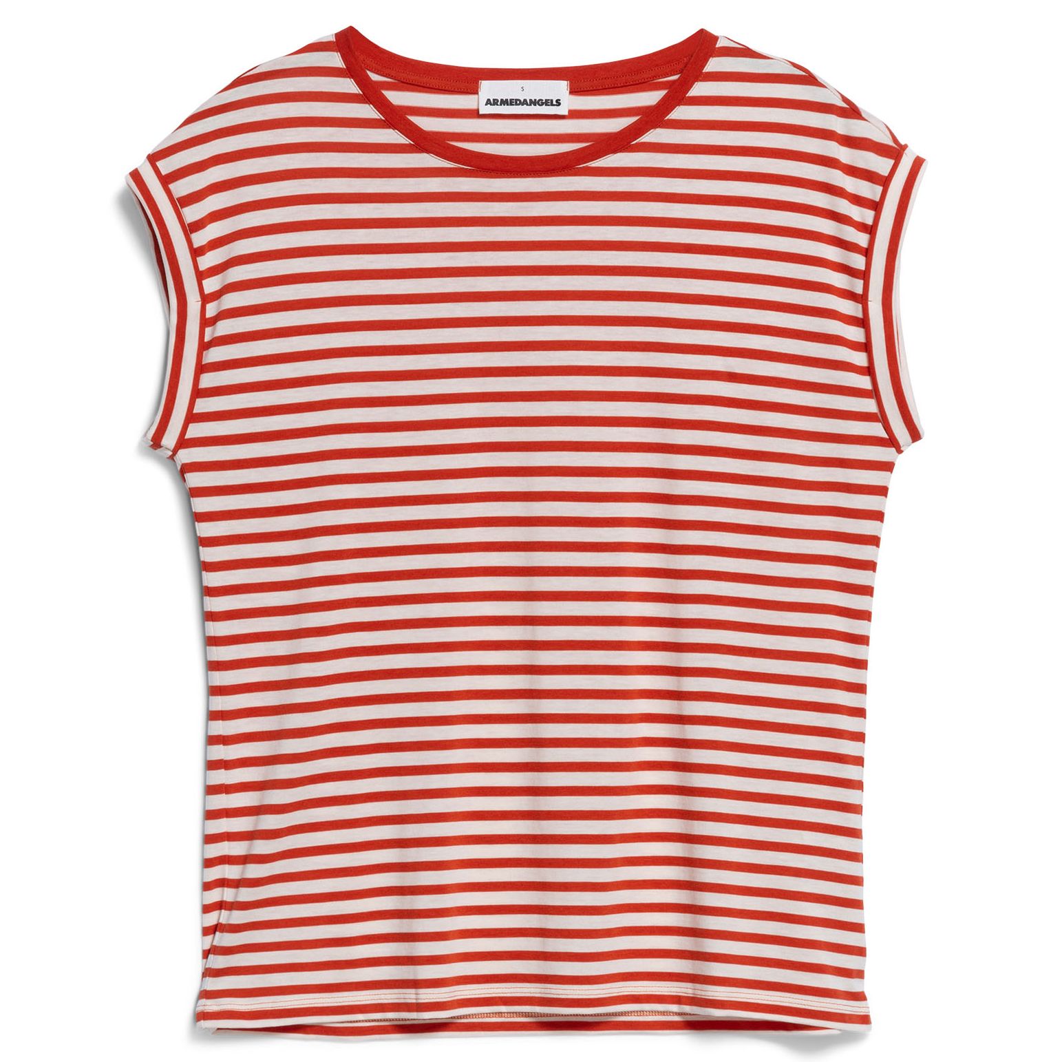 T-Shirt JILAANA STRIPES emergency red/oatmilk