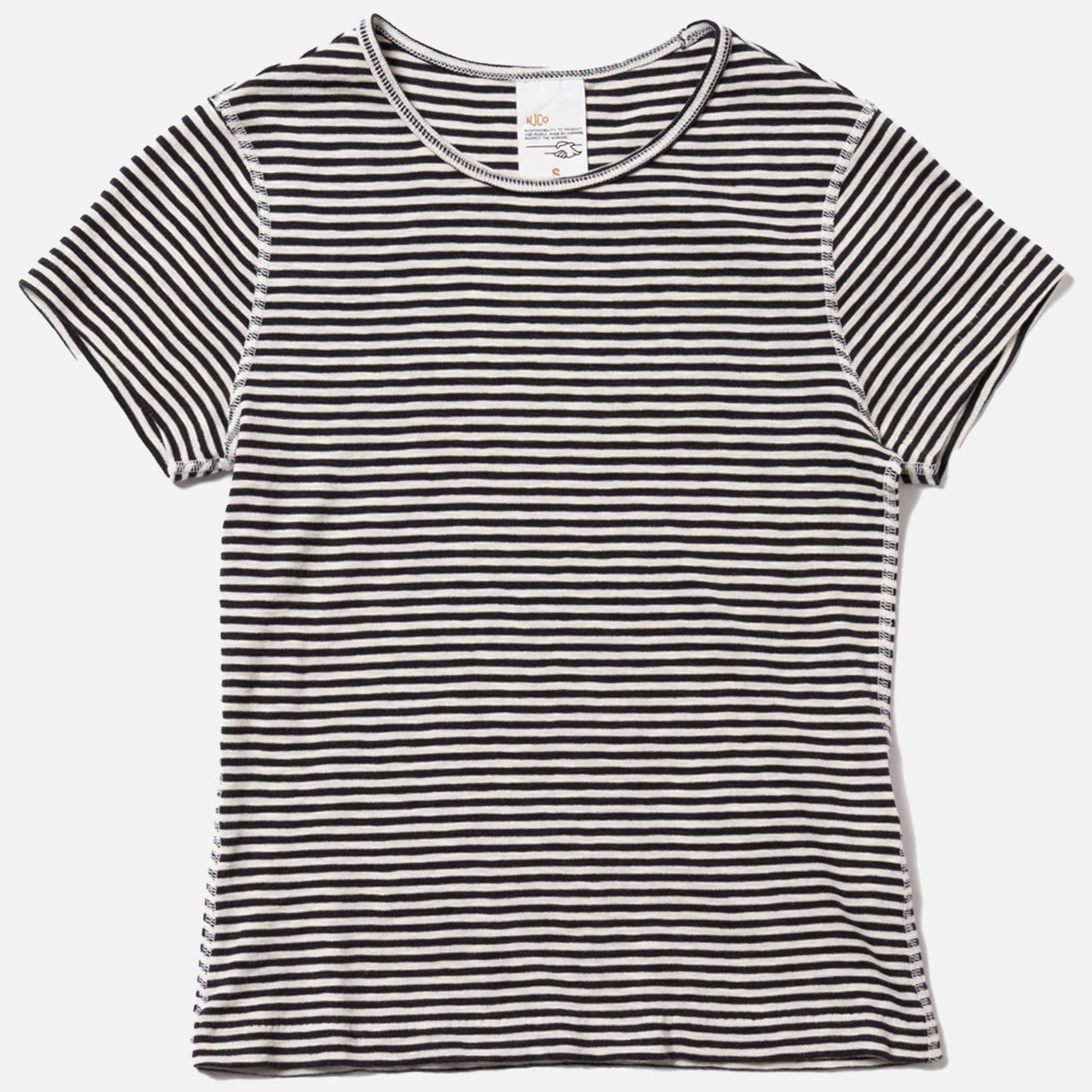 Slub T-Shirt Eve Striped Ecru Black