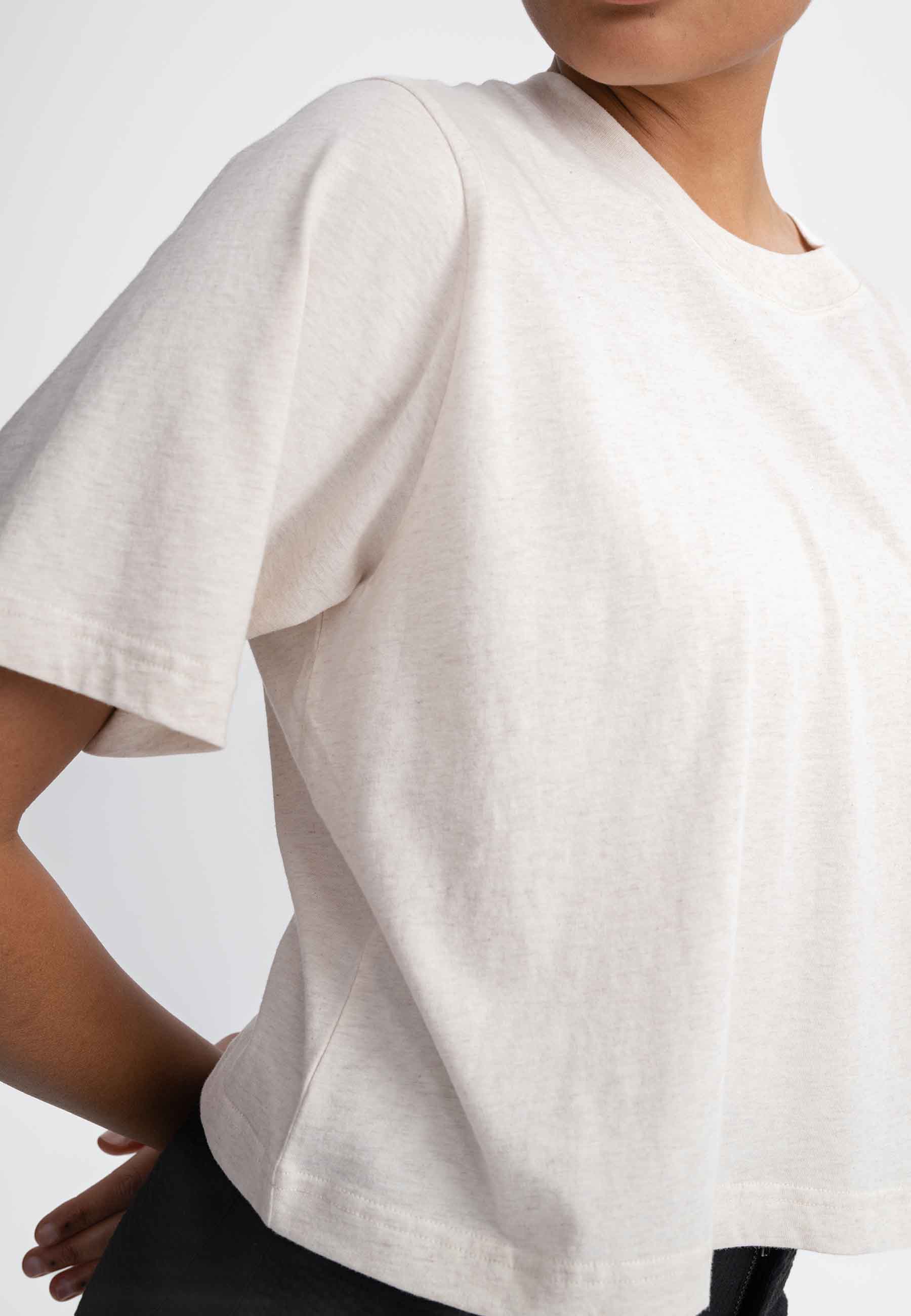 Cropped T-Shirt DESNA cream melange
