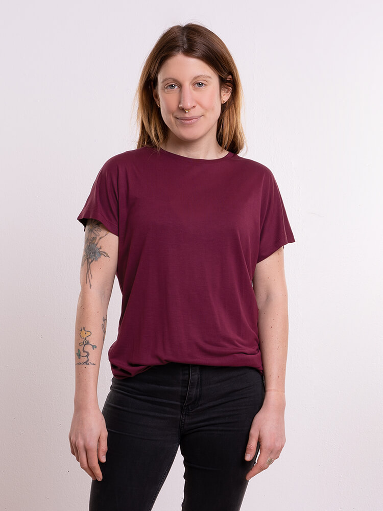Basic Damen T-Shirt Bordeaux Rot