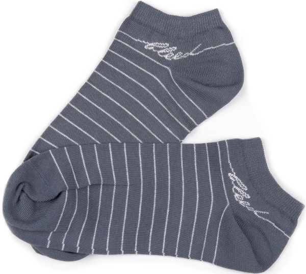 Grau-weiß geringelte Sneaker-Socken
