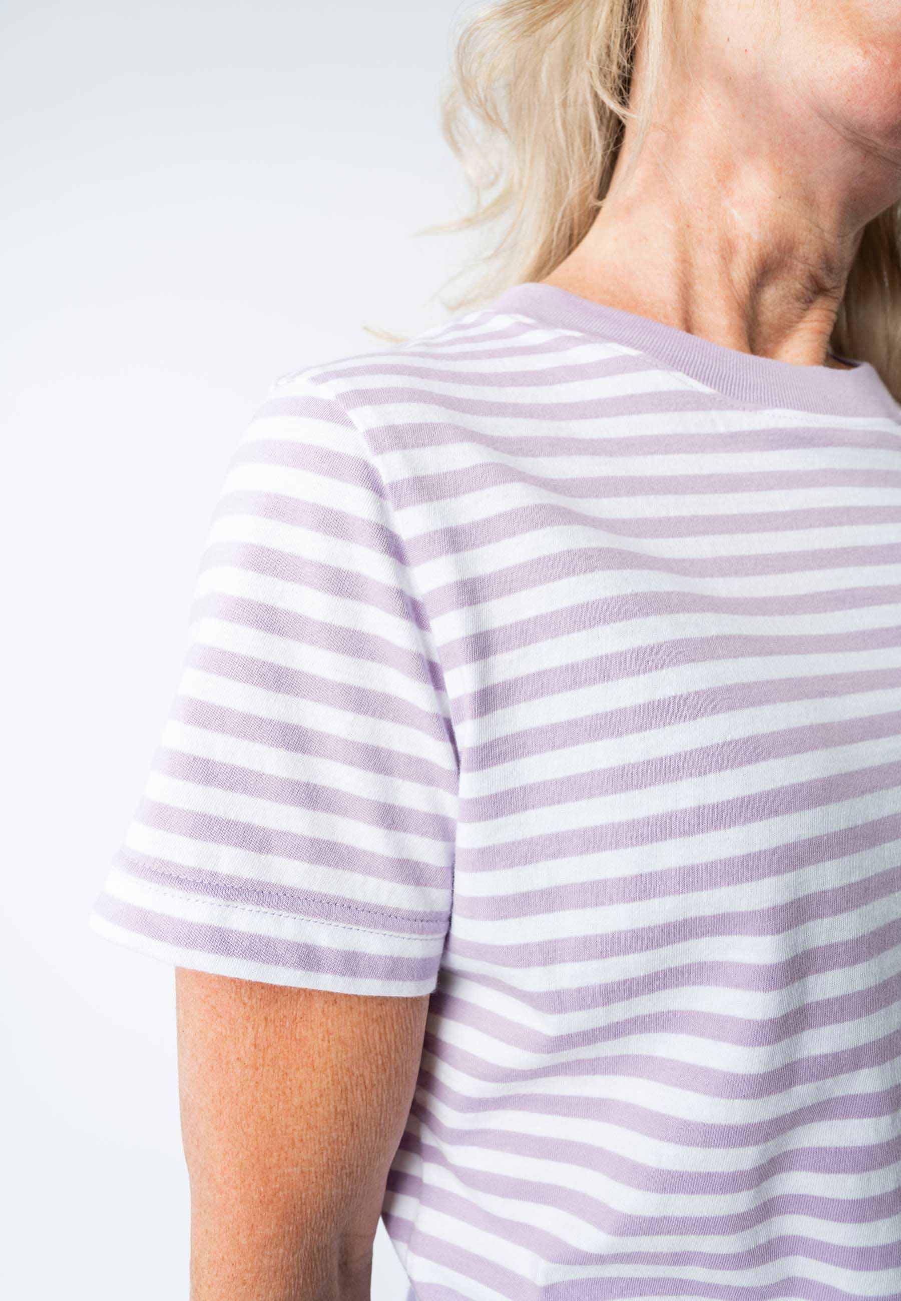 Basic T-Shirt KHIRA Stripes lilac/weiß