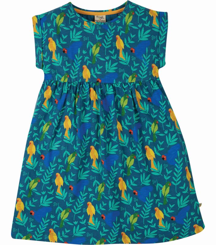 Hübsches Kurzarm-Kleid mit lustigen Vögeln