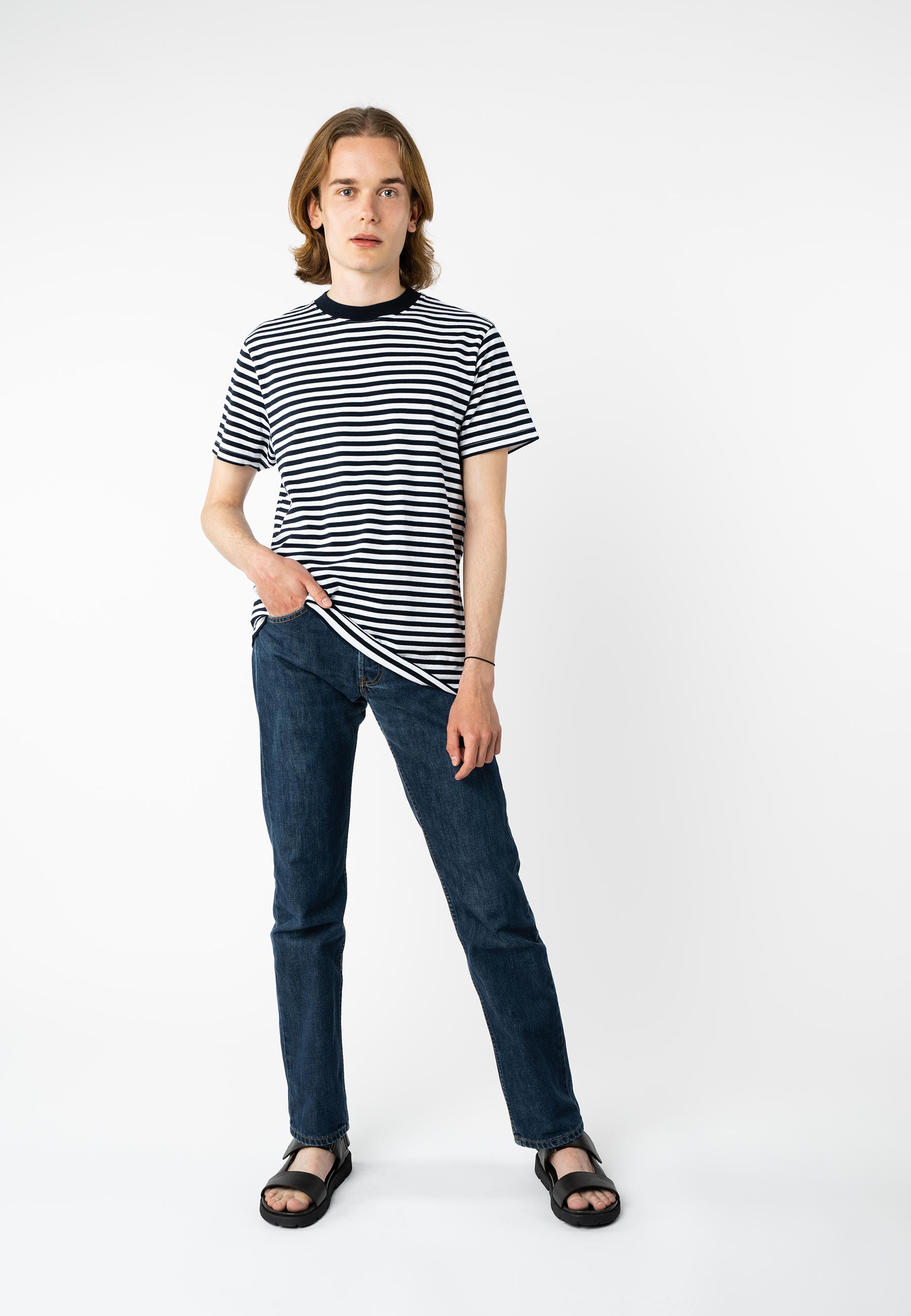 Basic T-Shirt AVAN Stripes navy/weiß
