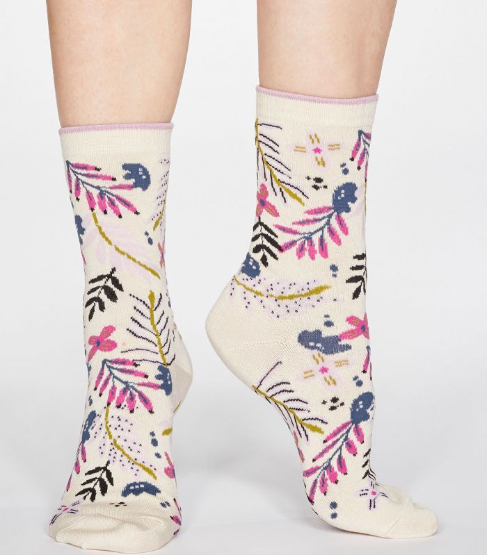 Damen-Socken Nelly Floral in Cream