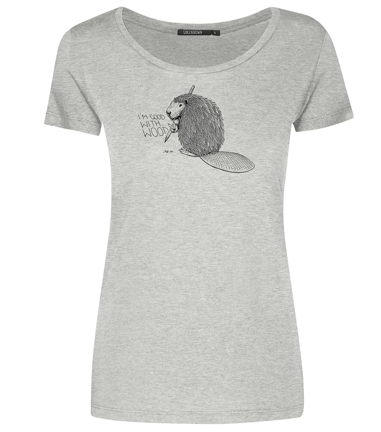 Print T-Shirt Animal Cheeky Beaver Loves Heather Grey