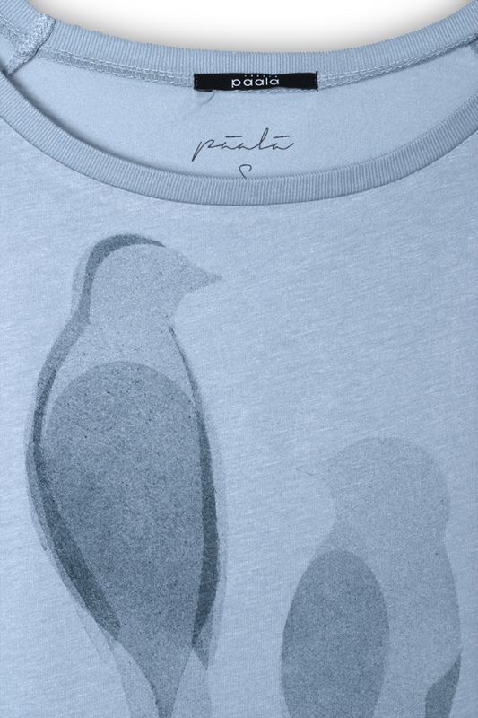 Weiches Damen-Shirt Two Paper Birds in Hellblau
