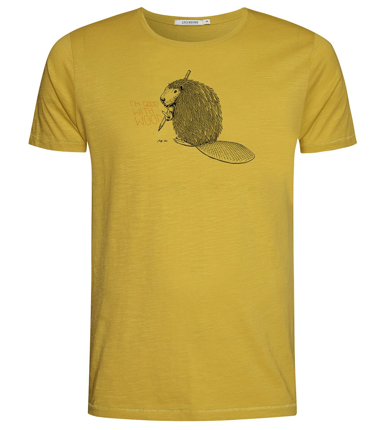 Print T-Shirt Animal Beaver Spice Yellow Cab