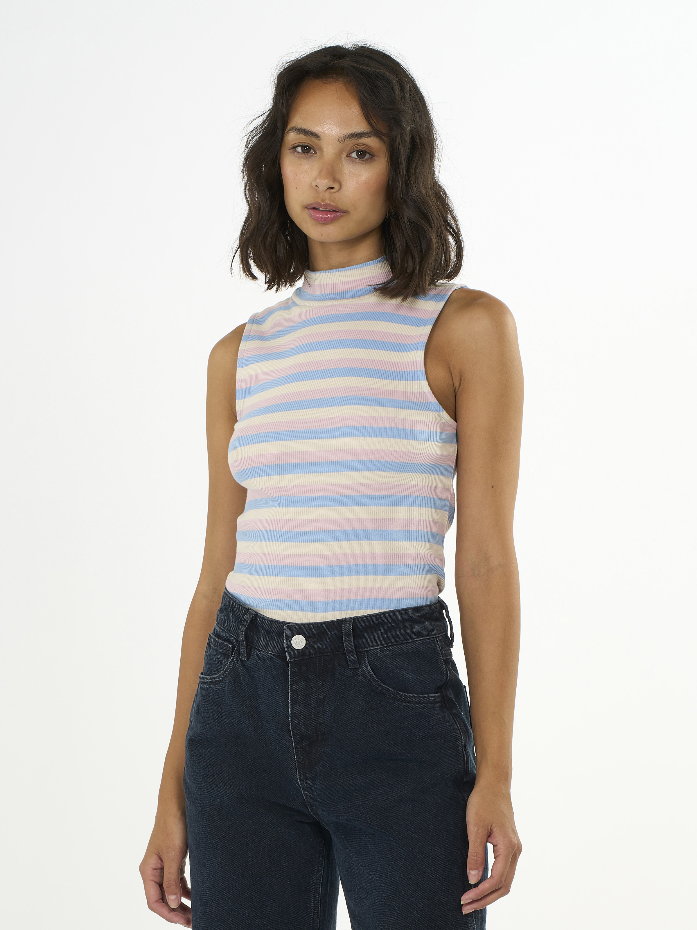 Gestreiftes Top Striped High Neck