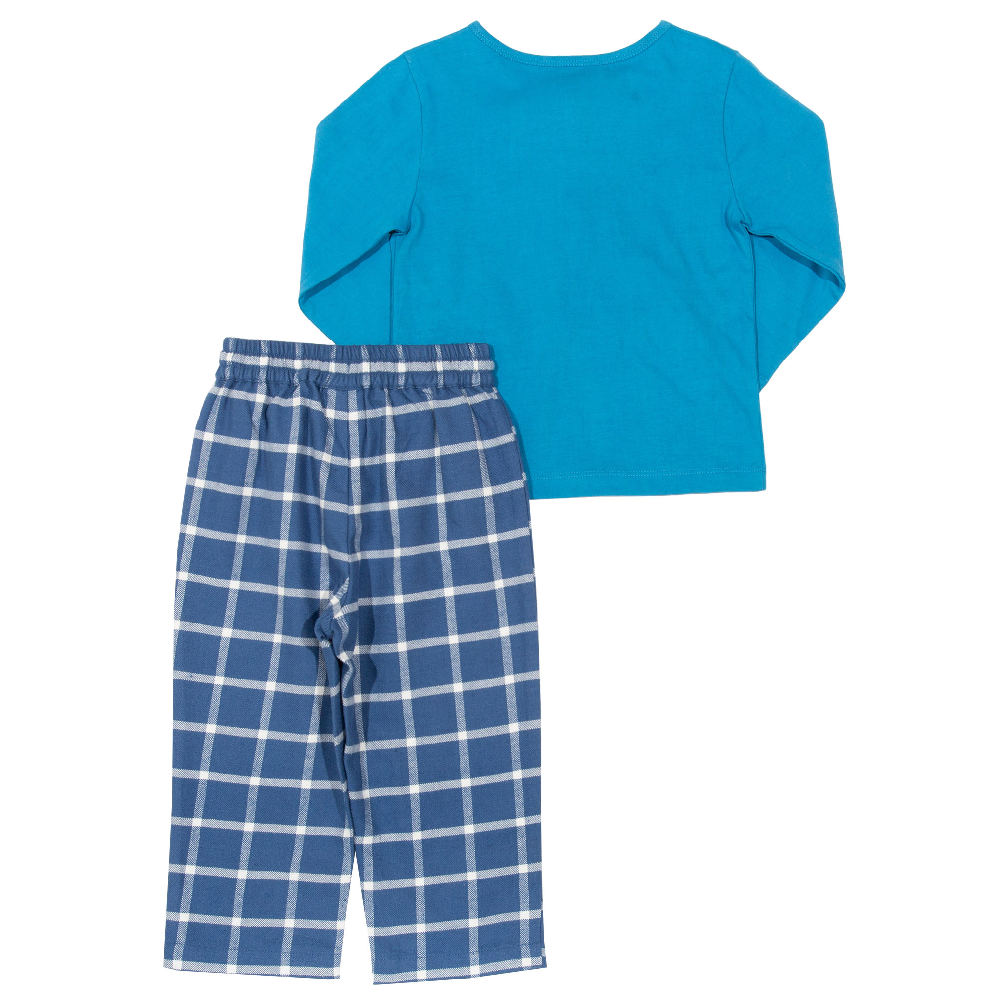 Zweiteiliger Kinder-Schlafanzug mit karierter Hose Atlantikblau