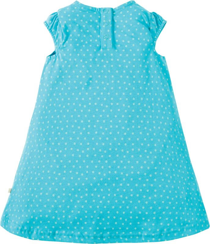 Hellblau gepunktetes Baby-Kleidchen mit Einhorn