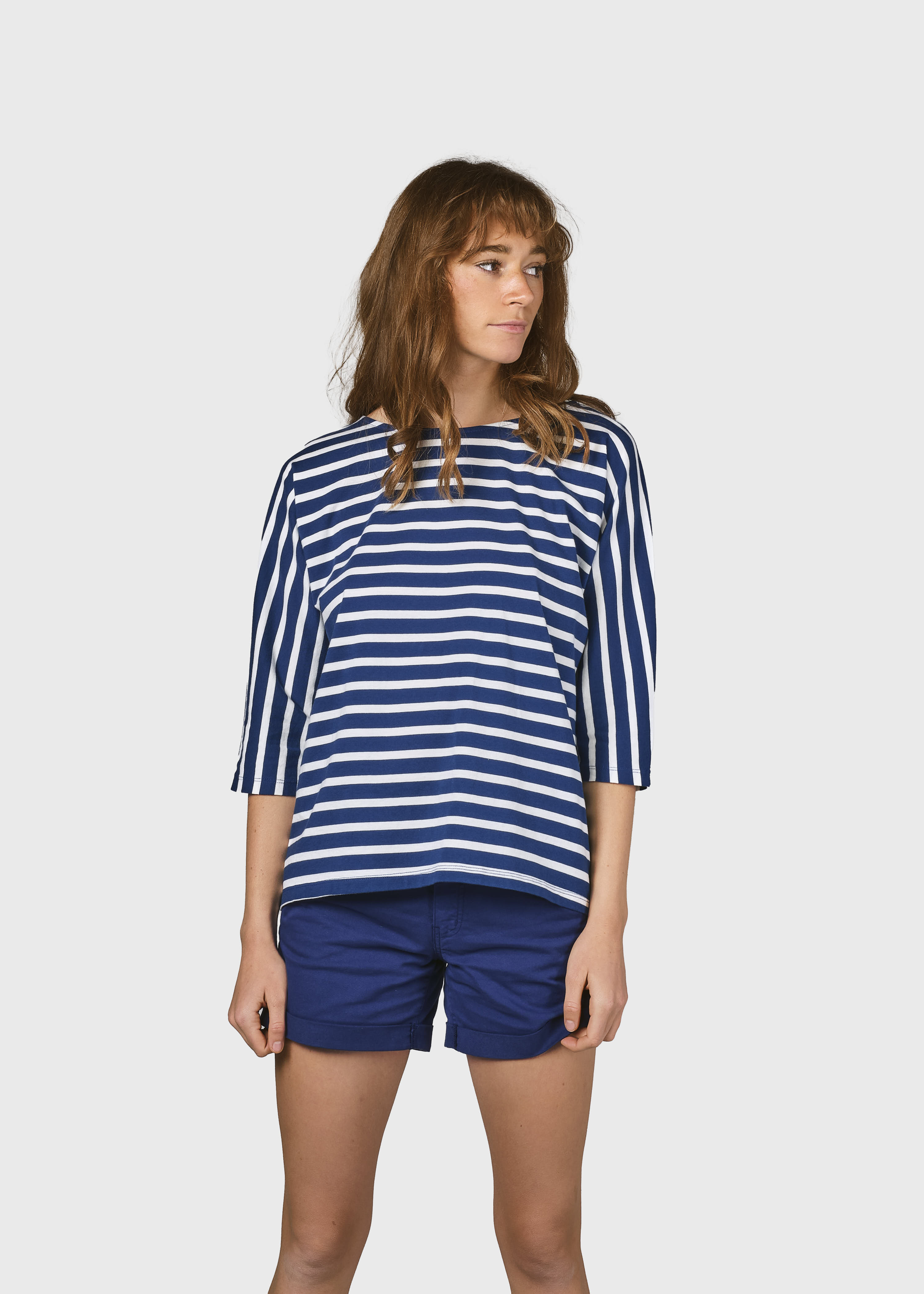 3/4-Arm-Shirt Emma striped tee Ocean/cream