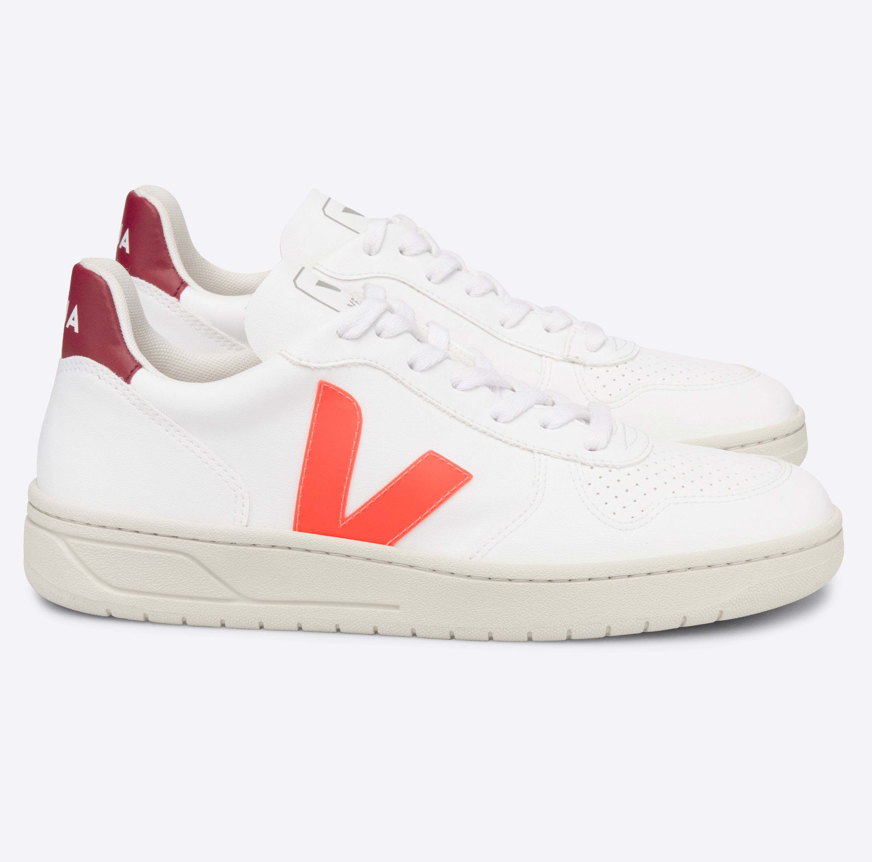 Vegane Damen-Sneaker V-10 CWL White/ Orange-Fluo/ Marsala