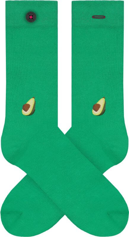 Grüne Socken mit Avocado-Stickerei