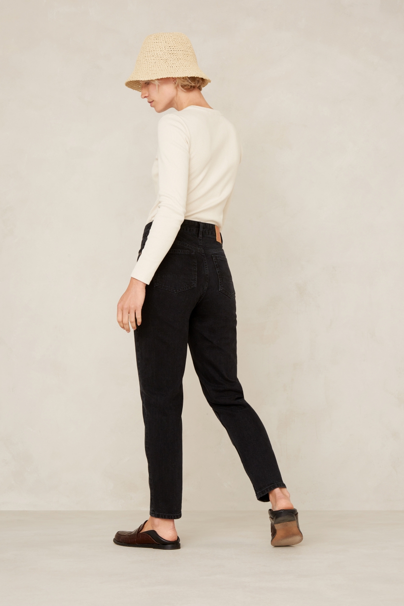 Jeans Caroline Cropped - High Rise Tapered - Holo Black Used