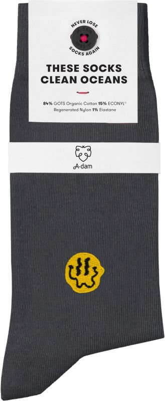 Dunkelgraue Socken mit Smiley-Stickerei