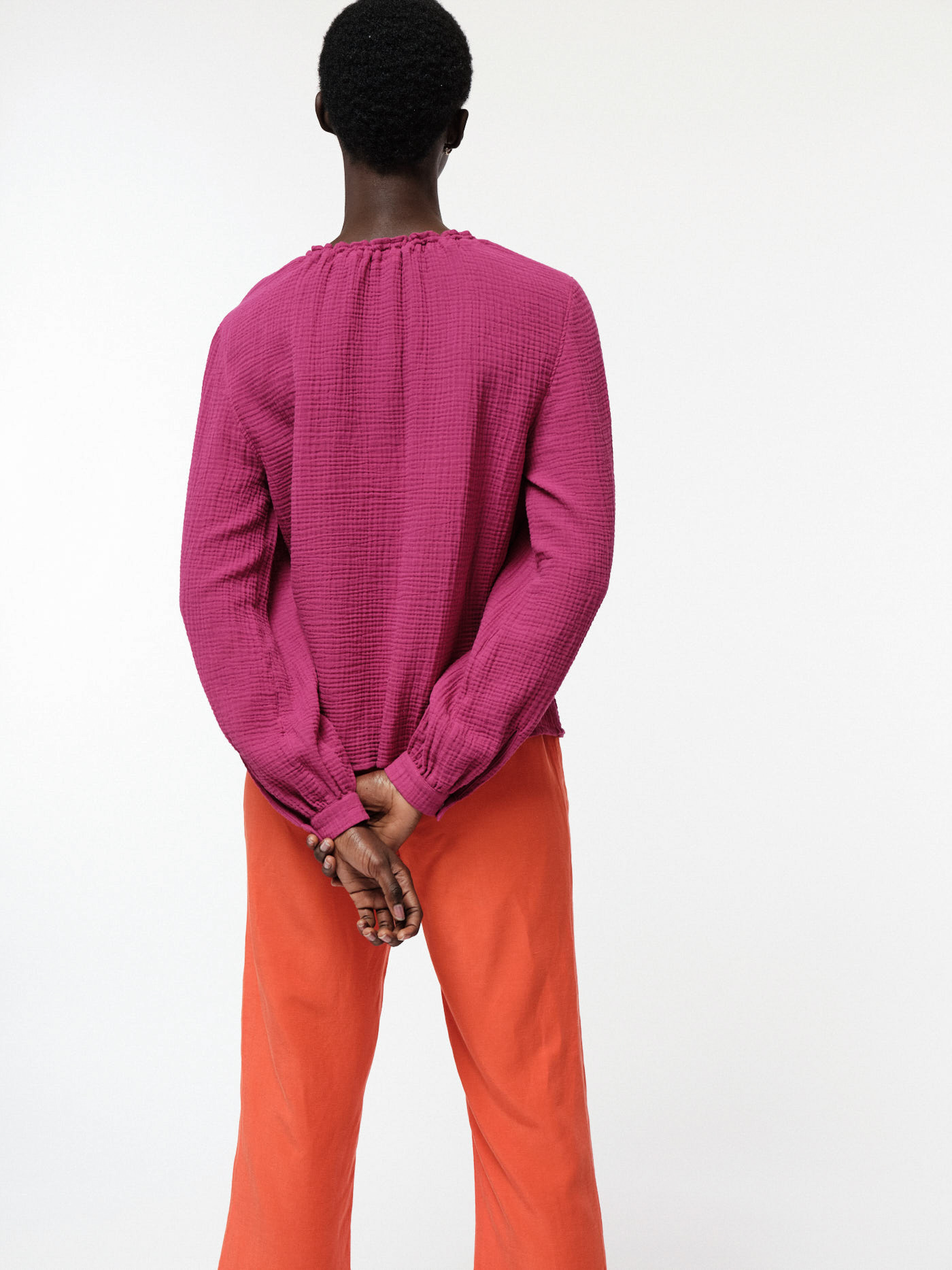 Langarm-Bluse mit Struktur blossom pink