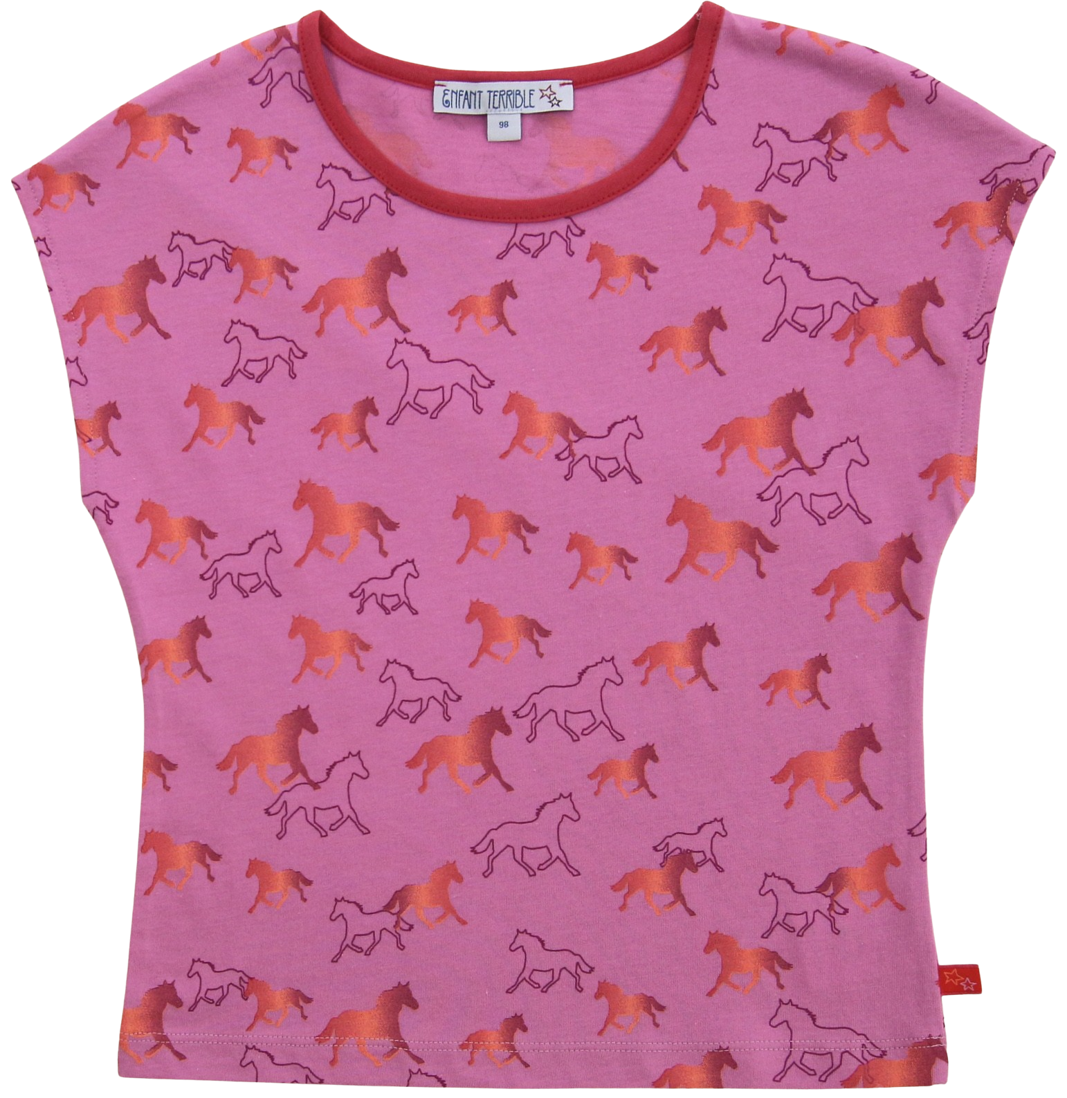 Gemustertes T-Shirt mit Pferden Lilac Orange