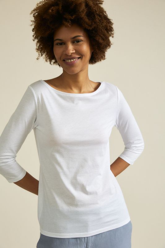 Basic 3/4-Arm-Shirt für Damen in Weiß