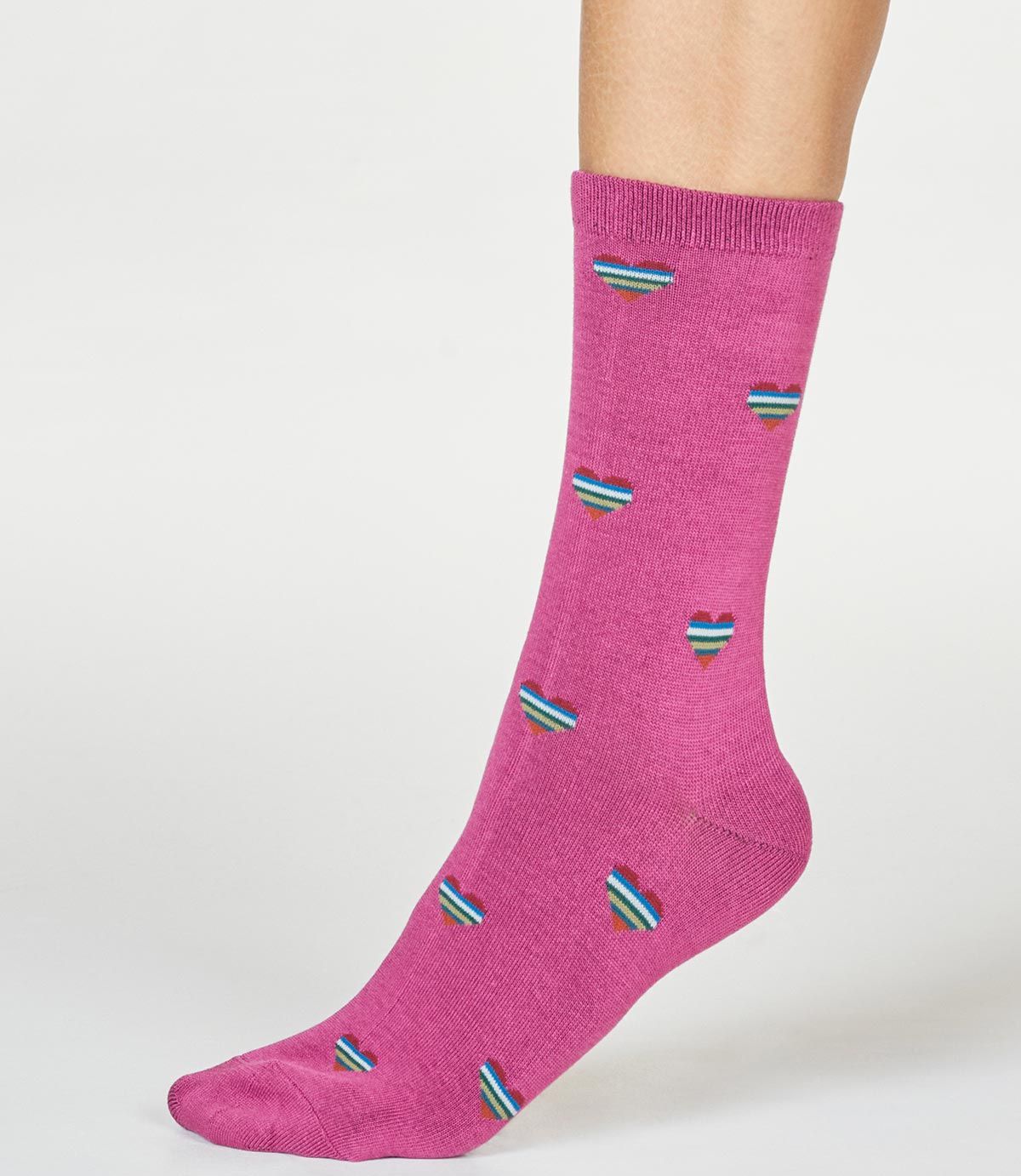 Damen-Socken Cretia Heart Stripe in Violet Pink 