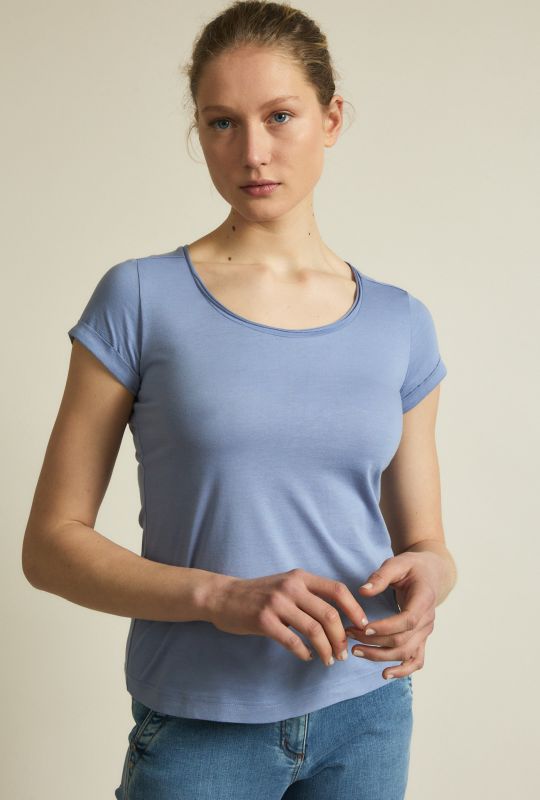 Basic Damen-Kurzarmshirt in Hellblau