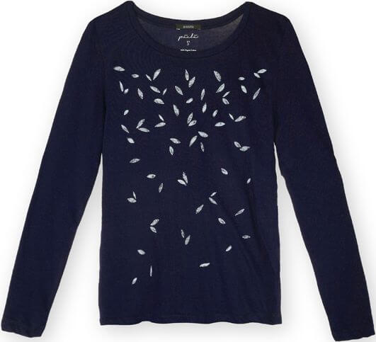 Damen-Longsleeve Tea Leaves French Navy