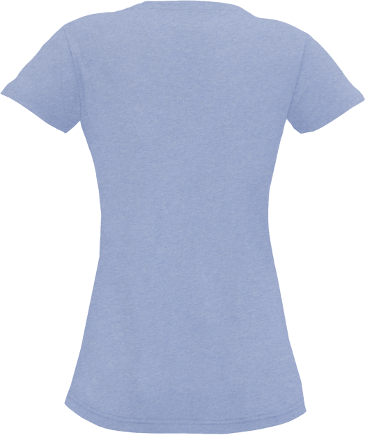 Hellblau meliertes Basic T-Shirt für Damen