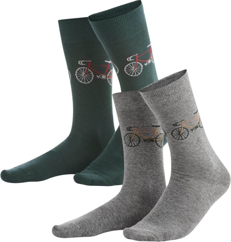 Herren-Socken mit Fahrrad im 2er-Pack dark forest/ stone grey melange