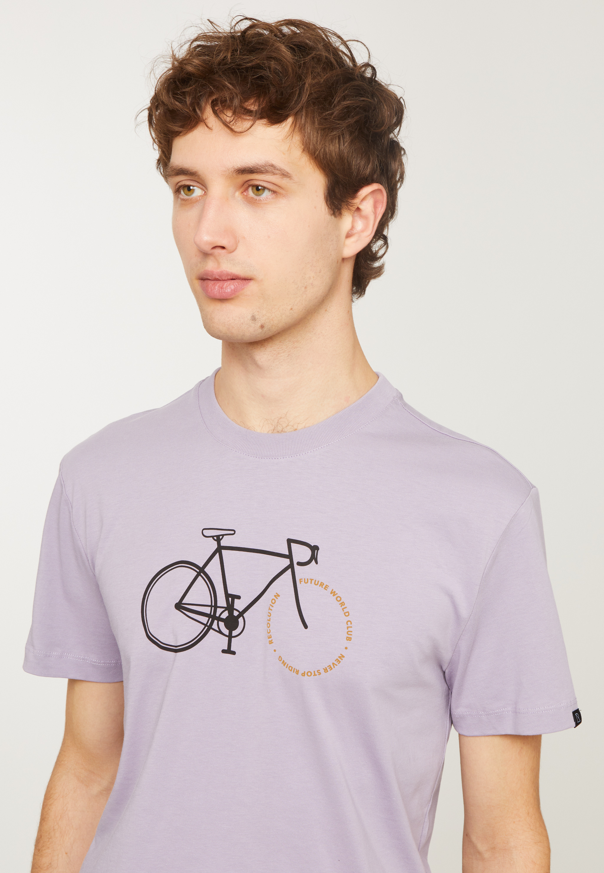 T-Shirt AGAVE BIKE LETTERS grey lilac