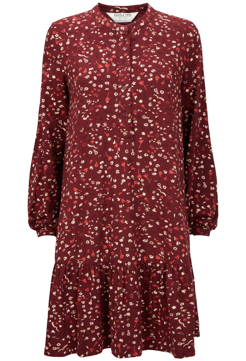 Langarm-Kleid Sahana Floral Dress Burgundy