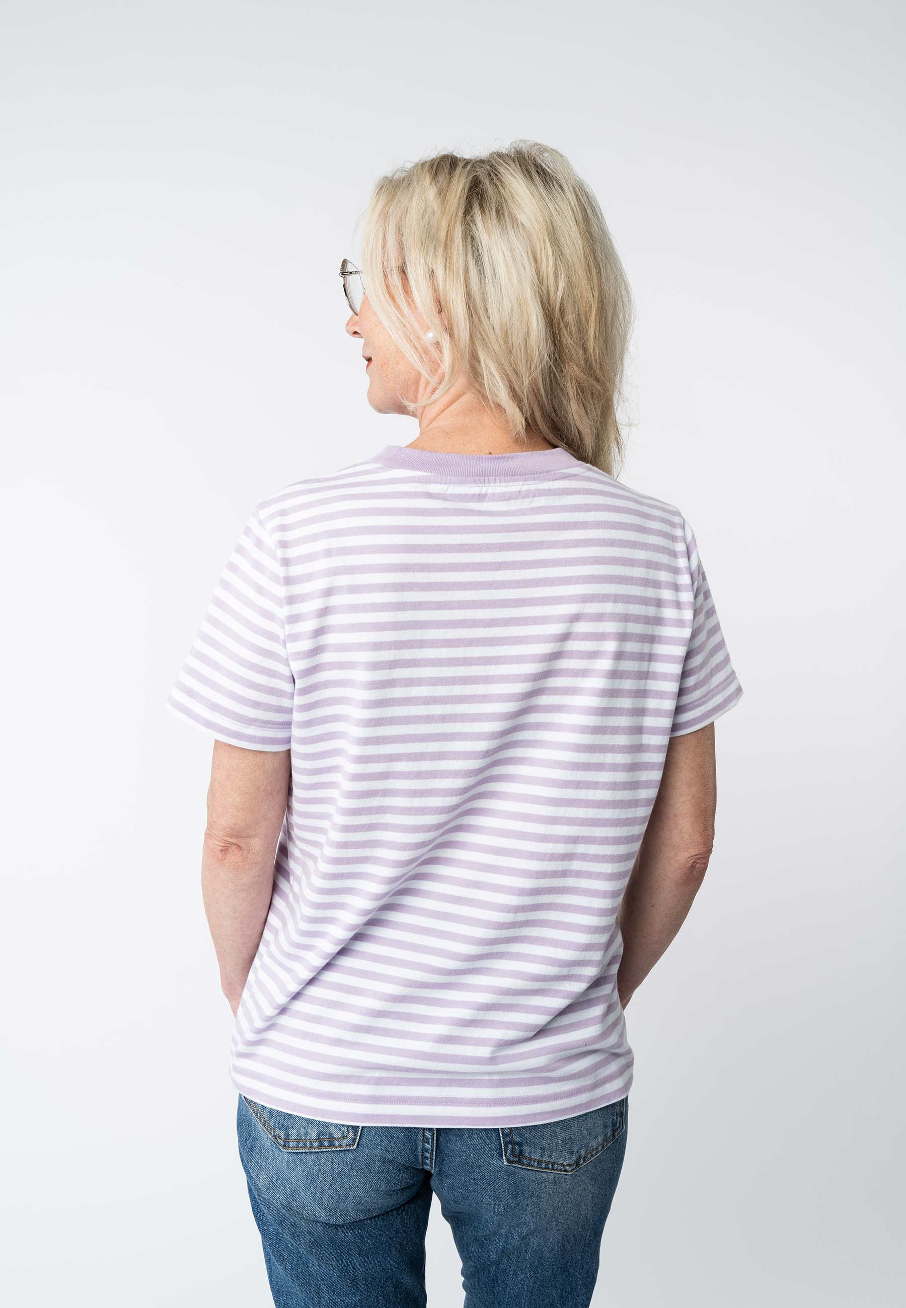 Basic T-Shirt KHIRA Stripes lilac/weiß