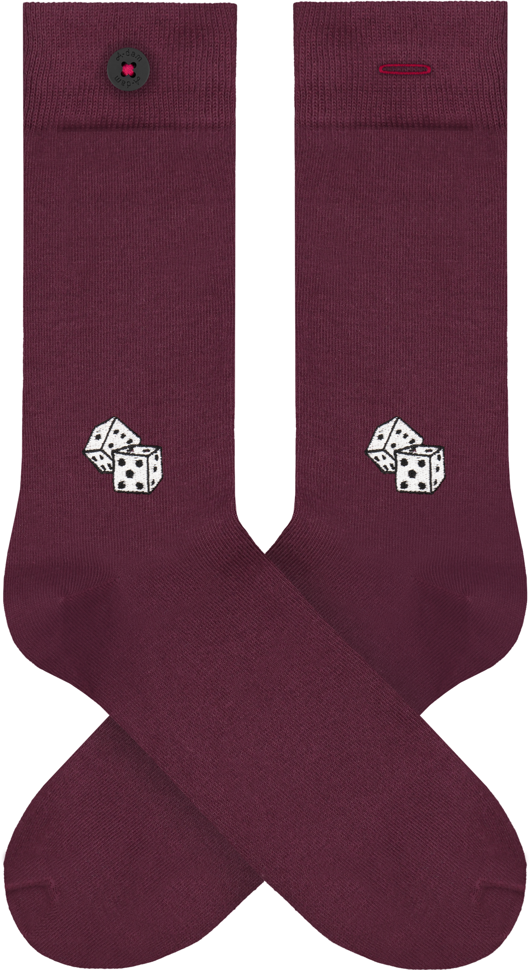 Rote Socken BRICE mit Würfel-Stickerei