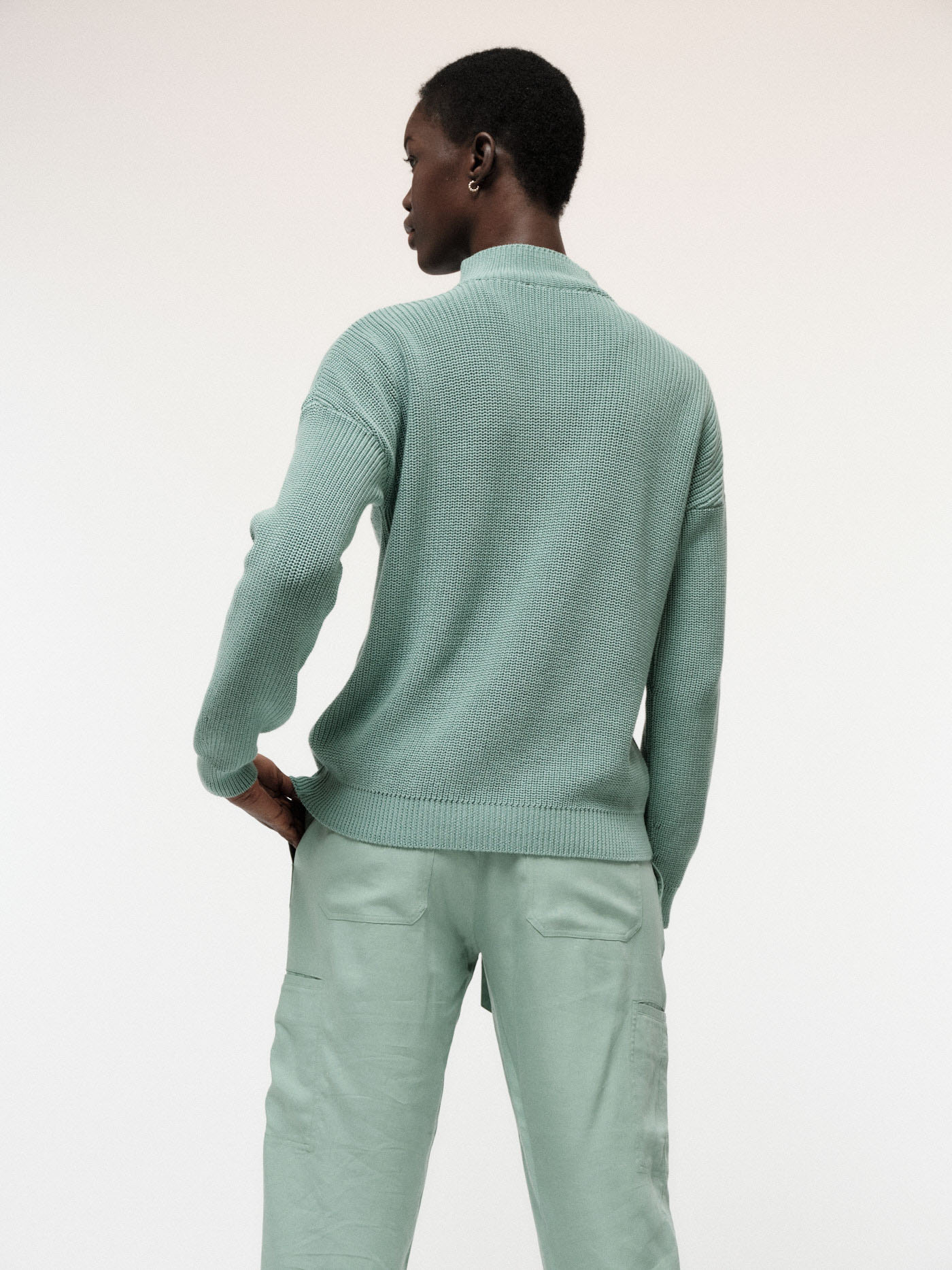 Strick-Pullover Troyer mineral green
