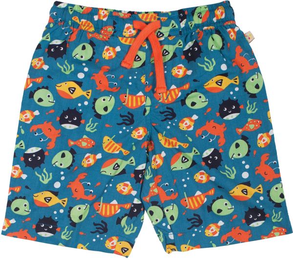 Baby-Beach-Shorts blau mit Fischen