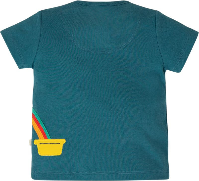Blaues Baby-Shirt mit Lkw und Regenbogen