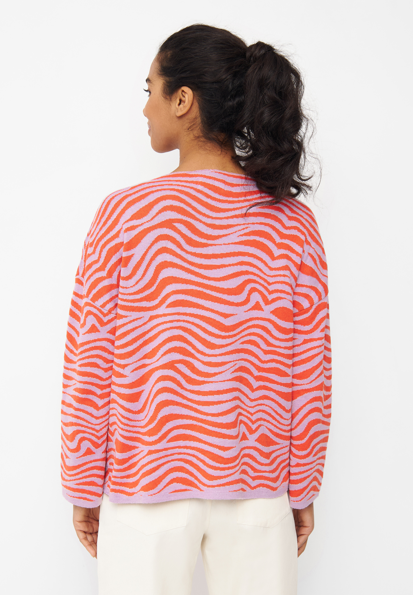 Jacquard Strickpullover Paloma Lavender-Orange Waves